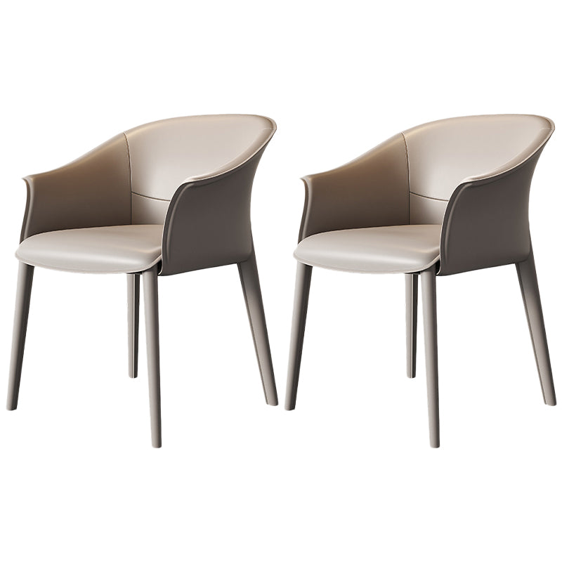 Contemporary Metal Dining Room Chair Leather Dining Chairs for Home Use Grey 2 Piece Set Clearhalo 'Dining Chairs' 'Dining Tables & Seating' 'dining_chair' 'furn' 'furn_dining_chair' 'Furniture' 'Kitchen & Dining Furniture' 5529548