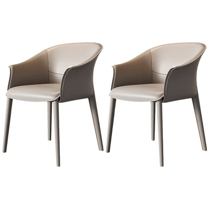 Contemporary Metal Dining Room Chair Leather Dining Chairs for Home Use Grey 2 Piece Set Clearhalo 'Dining Chairs' 'Dining Tables & Seating' 'dining_chair' 'furn' 'furn_dining_chair' 'Furniture' 'Kitchen & Dining Furniture' 5529548