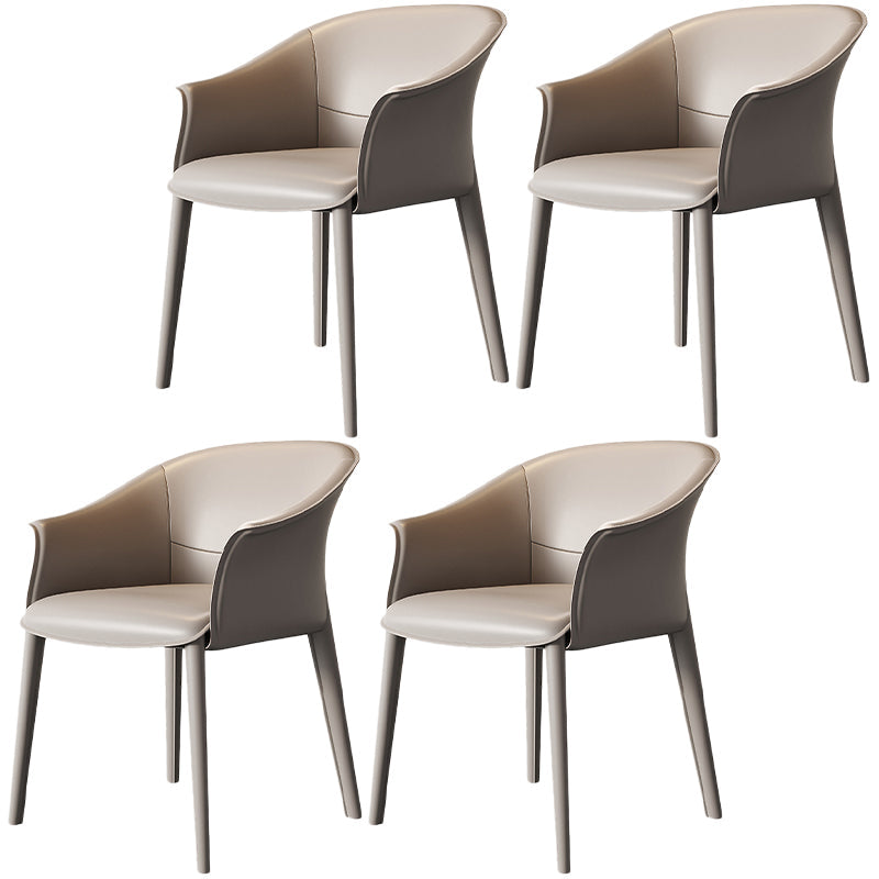 Contemporary Metal Dining Room Chair Leather Dining Chairs for Home Use Grey 4 Piece Set Clearhalo 'Dining Chairs' 'Dining Tables & Seating' 'dining_chair' 'furn' 'furn_dining_chair' 'Furniture' 'Kitchen & Dining Furniture' 5529549