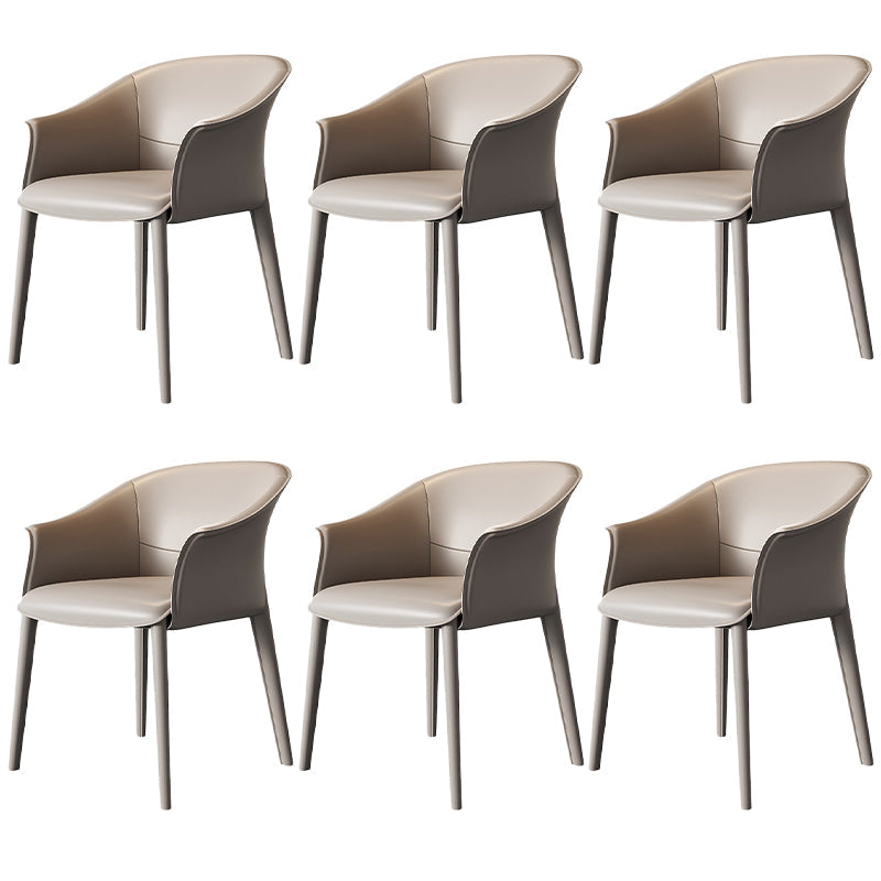 Contemporary Metal Dining Room Chair Leather Dining Chairs for Home Use Grey 6 Piece Set Clearhalo 'Dining Chairs' 'Dining Tables & Seating' 'dining_chair' 'furn' 'furn_dining_chair' 'Furniture' 'Kitchen & Dining Furniture' 5529552