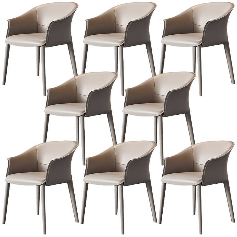 Contemporary Metal Dining Room Chair Leather Dining Chairs for Home Use Grey 8 Piece Set Clearhalo 'Dining Chairs' 'Dining Tables & Seating' 'dining_chair' 'furn' 'furn_dining_chair' 'Furniture' 'Kitchen & Dining Furniture' 5529554