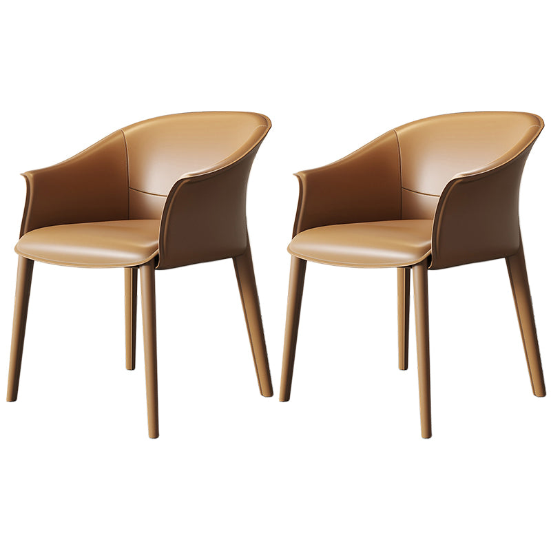 Contemporary Metal Dining Room Chair Leather Dining Chairs for Home Use Brown 2 Piece Set Clearhalo 'Dining Chairs' 'Dining Tables & Seating' 'dining_chair' 'furn' 'furn_dining_chair' 'Furniture' 'Kitchen & Dining Furniture' 5529555