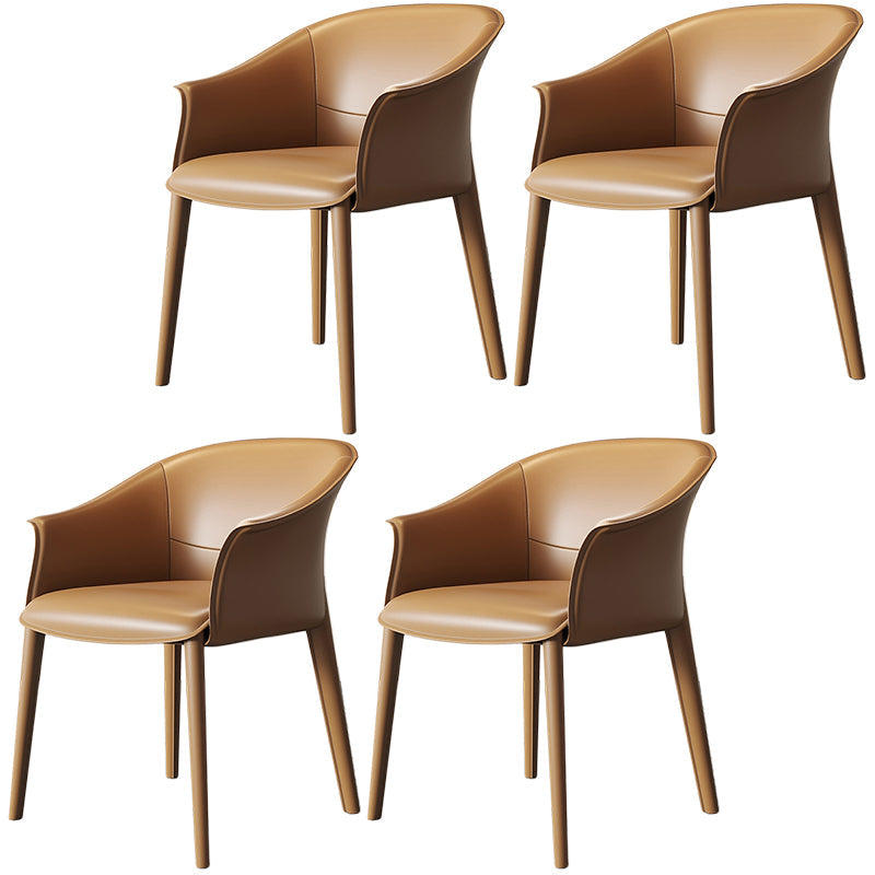 Contemporary Metal Dining Room Chair Leather Dining Chairs for Home Use Brown 4 Piece Set Clearhalo 'Dining Chairs' 'Dining Tables & Seating' 'dining_chair' 'furn' 'furn_dining_chair' 'Furniture' 'Kitchen & Dining Furniture' 5529557