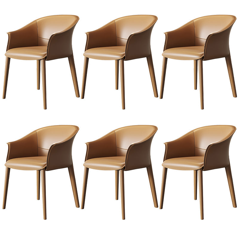 Contemporary Metal Dining Room Chair Leather Dining Chairs for Home Use Brown 6 Piece Set Clearhalo 'Dining Chairs' 'Dining Tables & Seating' 'dining_chair' 'furn' 'furn_dining_chair' 'Furniture' 'Kitchen & Dining Furniture' 5529560