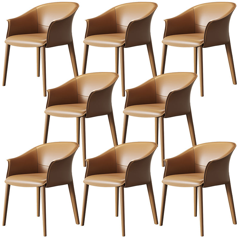 Contemporary Metal Dining Room Chair Leather Dining Chairs for Home Use Brown 8 Piece Set Clearhalo 'Dining Chairs' 'Dining Tables & Seating' 'dining_chair' 'furn' 'furn_dining_chair' 'Furniture' 'Kitchen & Dining Furniture' 5529562