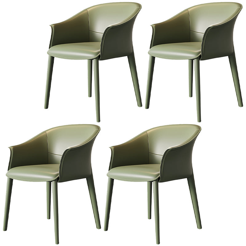 Contemporary Metal Dining Room Chair Leather Dining Chairs for Home Use Blackish Green 4 Piece Set Clearhalo 'Dining Chairs' 'Dining Tables & Seating' 'dining_chair' 'furn' 'furn_dining_chair' 'Furniture' 'Kitchen & Dining Furniture' 5529565