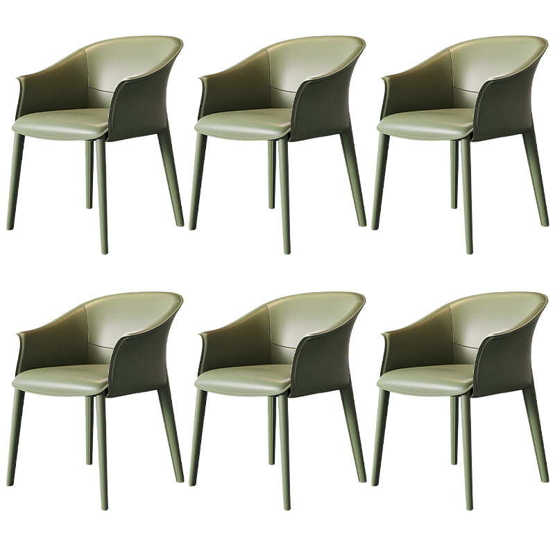 Contemporary Metal Dining Room Chair Leather Dining Chairs for Home Use Blackish Green 6 Piece Set Clearhalo 'Dining Chairs' 'Dining Tables & Seating' 'dining_chair' 'furn' 'furn_dining_chair' 'Furniture' 'Kitchen & Dining Furniture' 5529568