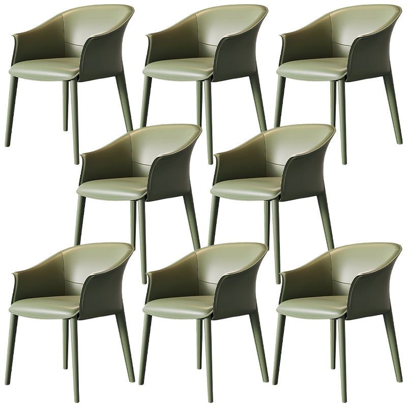 Contemporary Metal Dining Room Chair Leather Dining Chairs for Home Use Blackish Green 8 Piece Set Clearhalo 'Dining Chairs' 'Dining Tables & Seating' 'dining_chair' 'furn' 'furn_dining_chair' 'Furniture' 'Kitchen & Dining Furniture' 5529569