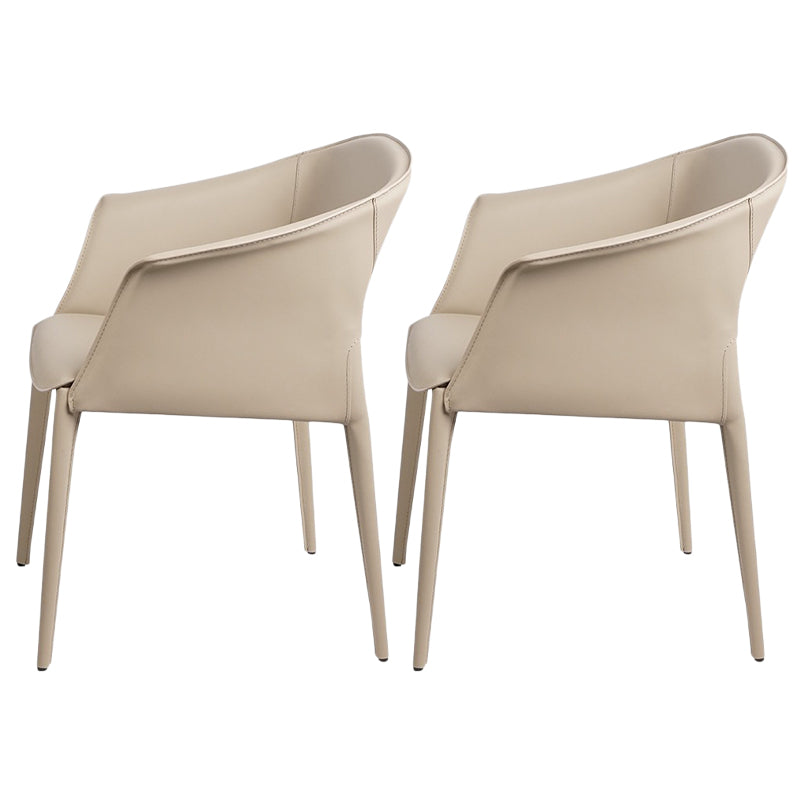Contemporary Metal Dining Room Chair Leather Dining Chairs for Home Use Off-White 2 Piece Set Clearhalo 'Dining Chairs' 'Dining Tables & Seating' 'dining_chair' 'furn' 'furn_dining_chair' 'Furniture' 'Kitchen & Dining Furniture' 5529572