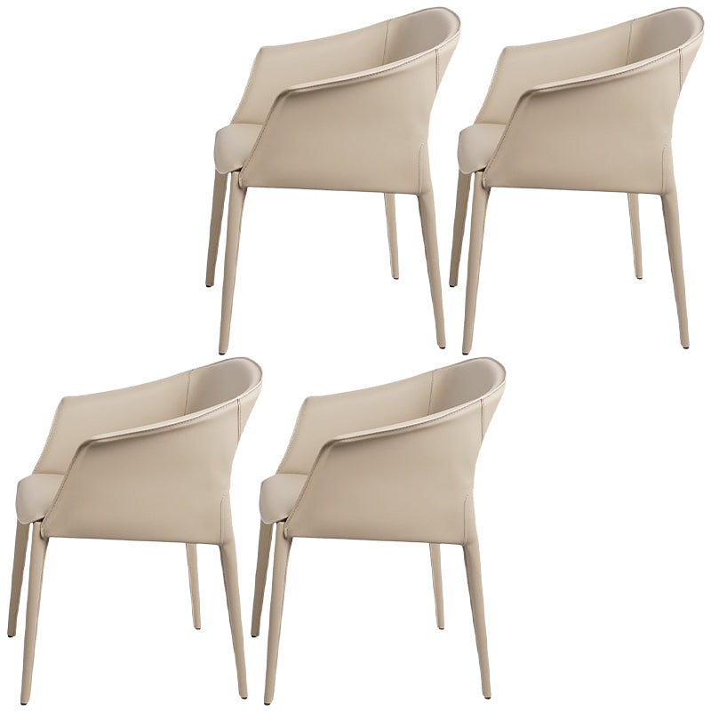 Contemporary Metal Dining Room Chair Leather Dining Chairs for Home Use Off-White 4 Piece Set Clearhalo 'Dining Chairs' 'Dining Tables & Seating' 'dining_chair' 'furn' 'furn_dining_chair' 'Furniture' 'Kitchen & Dining Furniture' 5529574