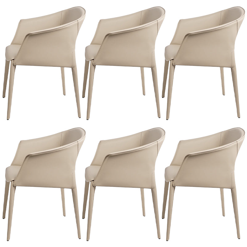 Contemporary Metal Dining Room Chair Leather Dining Chairs for Home Use Off-White 6 Piece Set Clearhalo 'Dining Chairs' 'Dining Tables & Seating' 'dining_chair' 'furn' 'furn_dining_chair' 'Furniture' 'Kitchen & Dining Furniture' 5529575