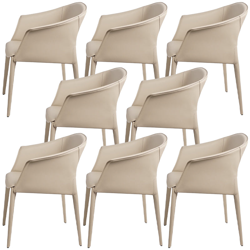 Contemporary Metal Dining Room Chair Leather Dining Chairs for Home Use Off-White 8 Piece Set Clearhalo 'Dining Chairs' 'Dining Tables & Seating' 'dining_chair' 'furn' 'furn_dining_chair' 'Furniture' 'Kitchen & Dining Furniture' 5529576
