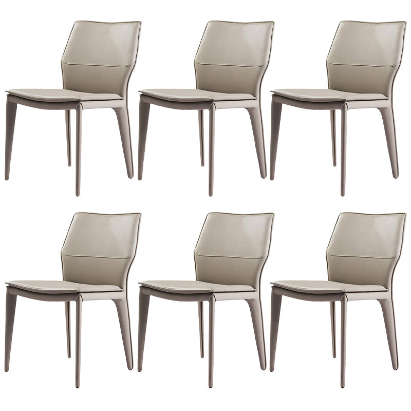 Contemporary Metal Dining Room Chair Armless Leather Dining Chairs for Home Use
