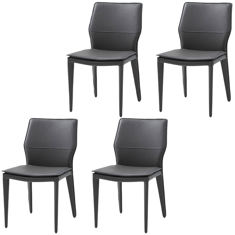 Contemporary Metal Dining Room Chair Armless Leather Dining Chairs for Home Use