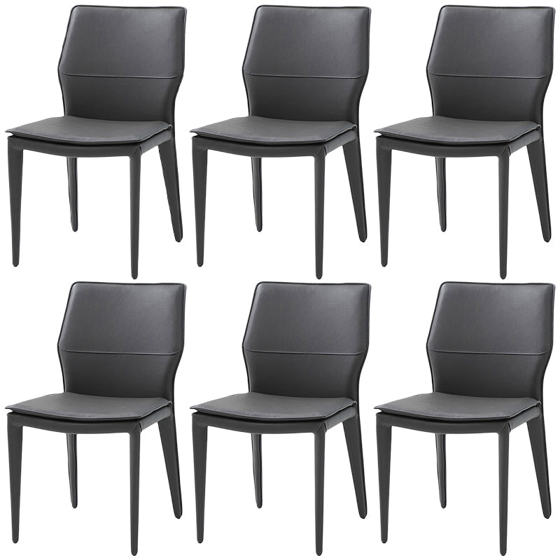 Contemporary Metal Dining Room Chair Armless Leather Dining Chairs for Home Use