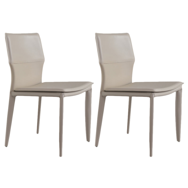 Contemporary Style Dining Chairs Armless Chairs with Metal Legs for Home Khaki 2 Piece Set Clearhalo 'Dining Chairs' 'Dining Tables & Seating' 'dining_chair' 'furn' 'furn_dining_chair' 'Furniture' 'Kitchen & Dining Furniture' 5529624