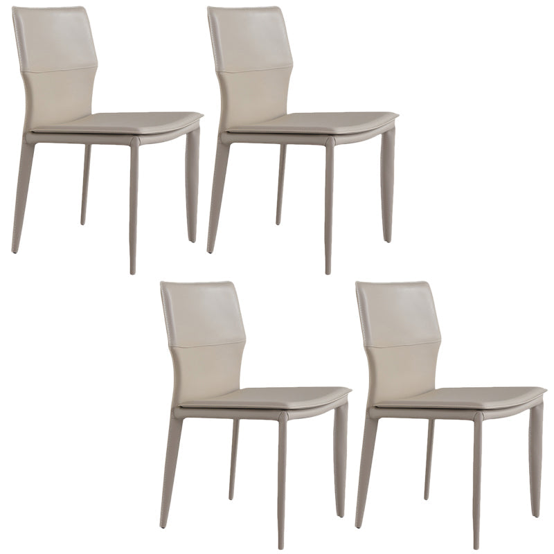 Contemporary Style Dining Chairs Armless Chairs with Metal Legs for Home Khaki 4 Piece Set Clearhalo 'Dining Chairs' 'Dining Tables & Seating' 'dining_chair' 'furn' 'furn_dining_chair' 'Furniture' 'Kitchen & Dining Furniture' 5529626