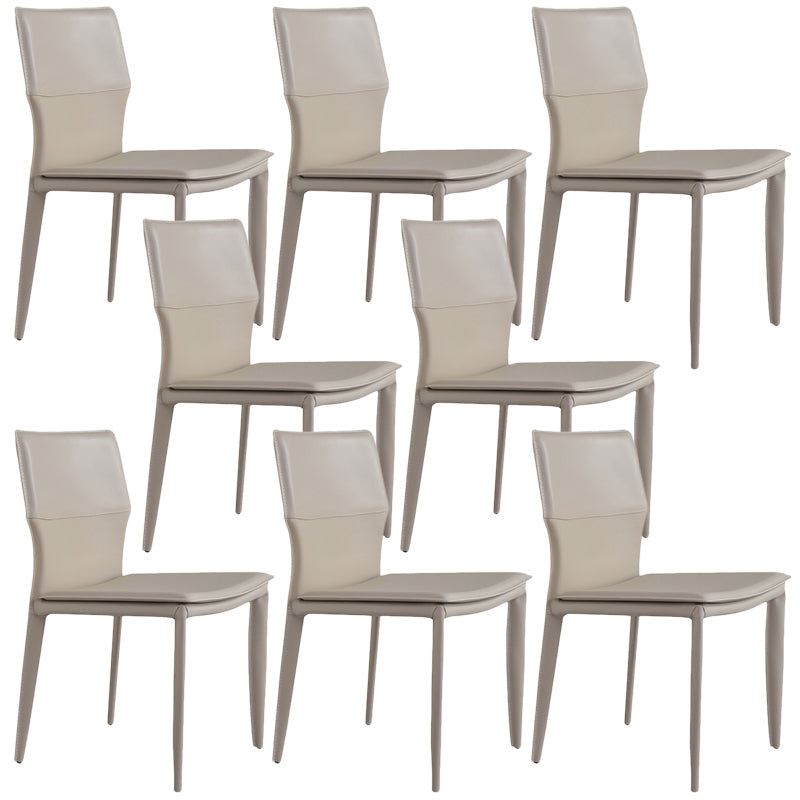 Contemporary Style Dining Chairs Armless Chairs with Metal Legs for Home Khaki 8 Piece Set Clearhalo 'Dining Chairs' 'Dining Tables & Seating' 'dining_chair' 'furn' 'furn_dining_chair' 'Furniture' 'Kitchen & Dining Furniture' 5529630