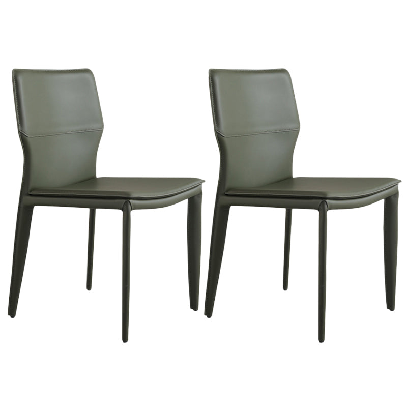 Contemporary Style Dining Chairs Armless Chairs with Metal Legs for Home Blackish Green 2 Piece Set Clearhalo 'Dining Chairs' 'Dining Tables & Seating' 'dining_chair' 'furn' 'furn_dining_chair' 'Furniture' 'Kitchen & Dining Furniture' 5529633