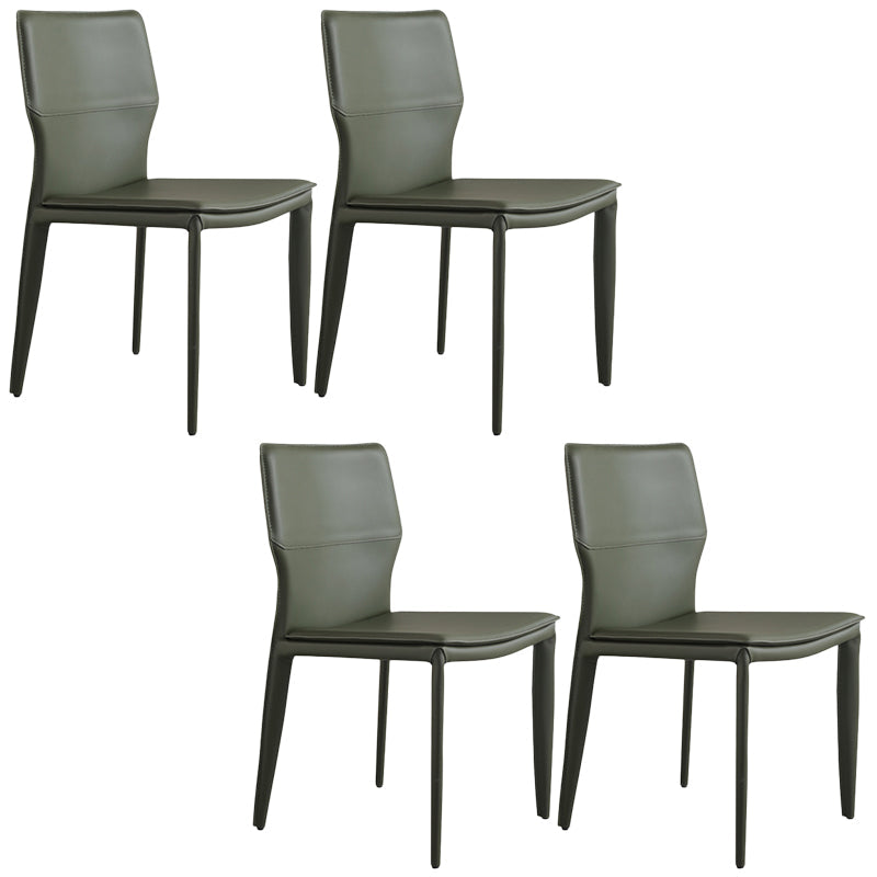 Contemporary Style Dining Chairs Armless Chairs with Metal Legs for Home Blackish Green 4 Piece Set Clearhalo 'Dining Chairs' 'Dining Tables & Seating' 'dining_chair' 'furn' 'furn_dining_chair' 'Furniture' 'Kitchen & Dining Furniture' 5529635