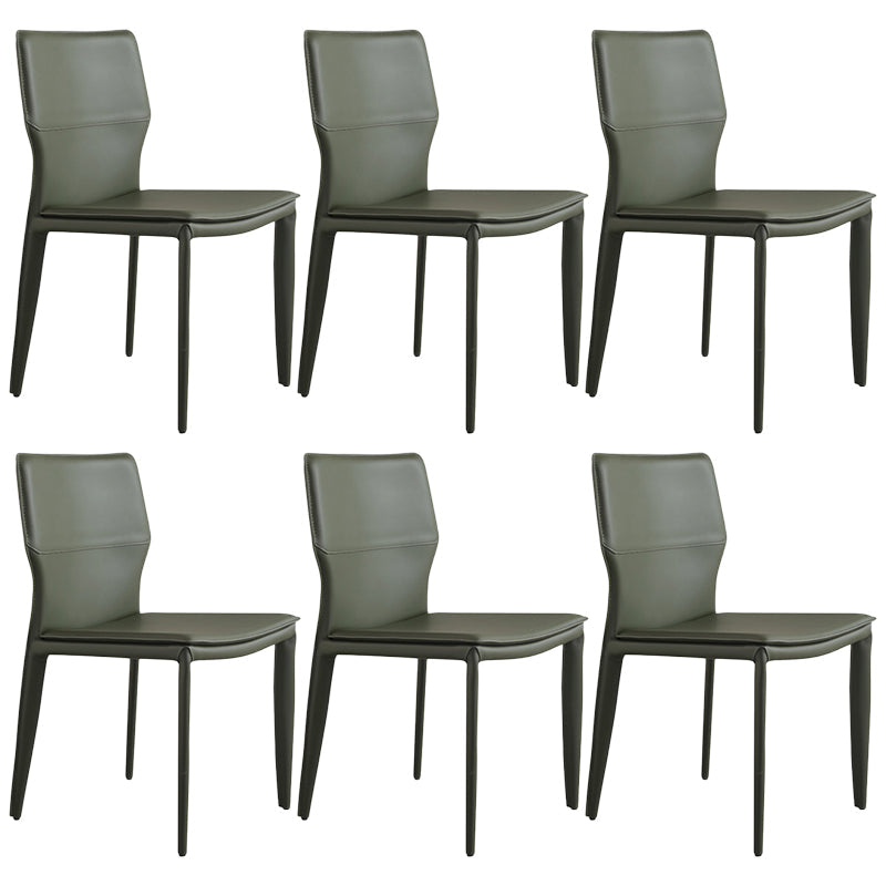Contemporary Style Dining Chairs Armless Chairs with Metal Legs for Home Blackish Green 6 Piece Set Clearhalo 'Dining Chairs' 'Dining Tables & Seating' 'dining_chair' 'furn' 'furn_dining_chair' 'Furniture' 'Kitchen & Dining Furniture' 5529637