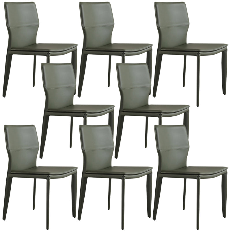 Contemporary Style Dining Chairs Armless Chairs with Metal Legs for Home Blackish Green 8 Piece Set Clearhalo 'Dining Chairs' 'Dining Tables & Seating' 'dining_chair' 'furn' 'furn_dining_chair' 'Furniture' 'Kitchen & Dining Furniture' 5529639