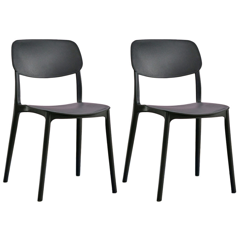 Scandinavian Stackable Armless Dining Chairs Plastic Open Back Dining Side Chair Black 2 Piece Set Clearhalo 'Dining Chairs' 'Dining Tables & Seating' 'dining_chair' 'furn' 'furn_dining_chair' 'Furniture' 'Kitchen & Dining Furniture' 5529643
