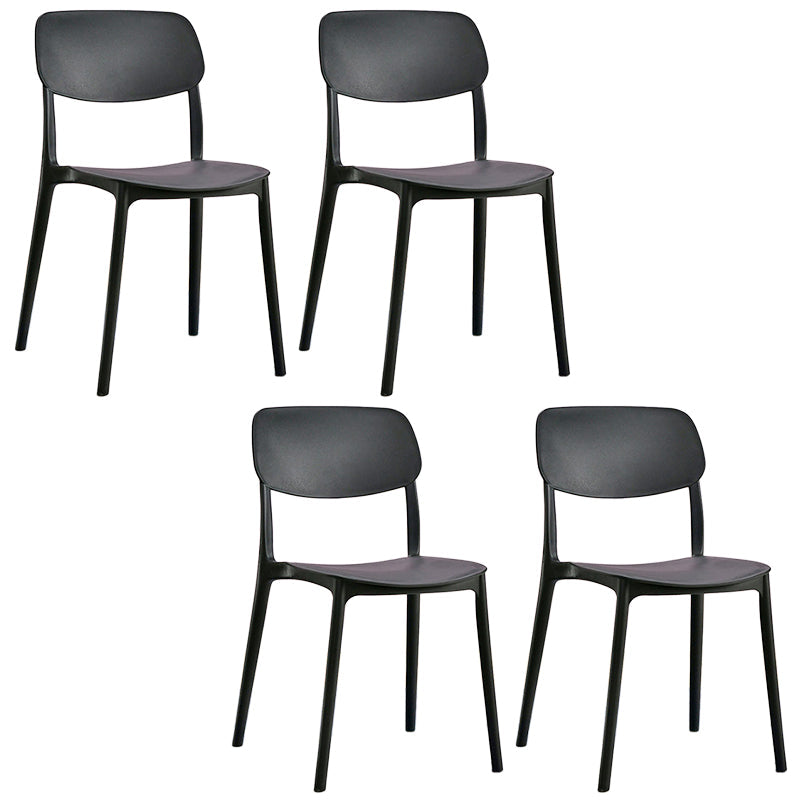 Scandinavian Stackable Armless Dining Chairs Plastic Open Back Dining Side Chair Black 4 Piece Set Clearhalo 'Dining Chairs' 'Dining Tables & Seating' 'dining_chair' 'furn' 'furn_dining_chair' 'Furniture' 'Kitchen & Dining Furniture' 5529644
