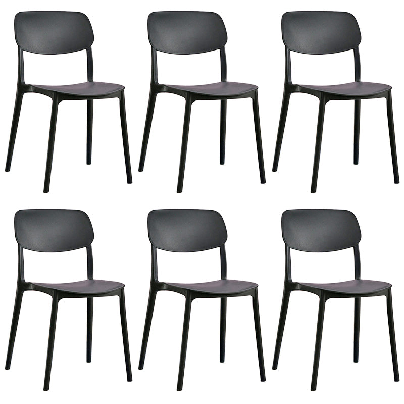 Scandinavian Stackable Armless Dining Chairs Plastic Open Back Dining Side Chair Black 6 Piece Set Clearhalo 'Dining Chairs' 'Dining Tables & Seating' 'dining_chair' 'furn' 'furn_dining_chair' 'Furniture' 'Kitchen & Dining Furniture' 5529646