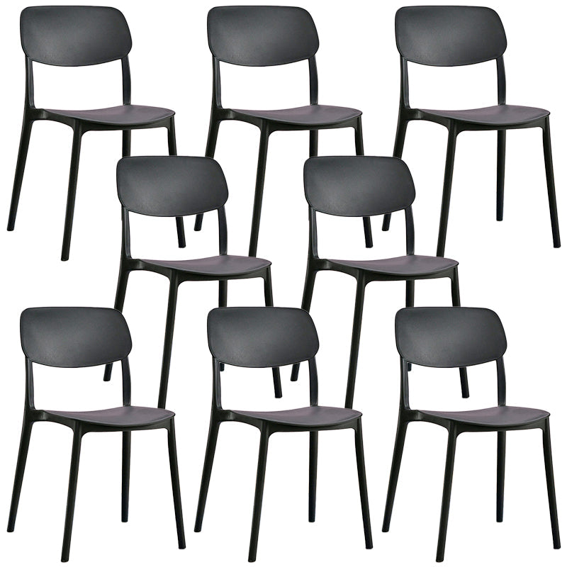 Scandinavian Stackable Armless Dining Chairs Plastic Open Back Dining Side Chair Black 8 Piece Set Clearhalo 'Dining Chairs' 'Dining Tables & Seating' 'dining_chair' 'furn' 'furn_dining_chair' 'Furniture' 'Kitchen & Dining Furniture' 5529648