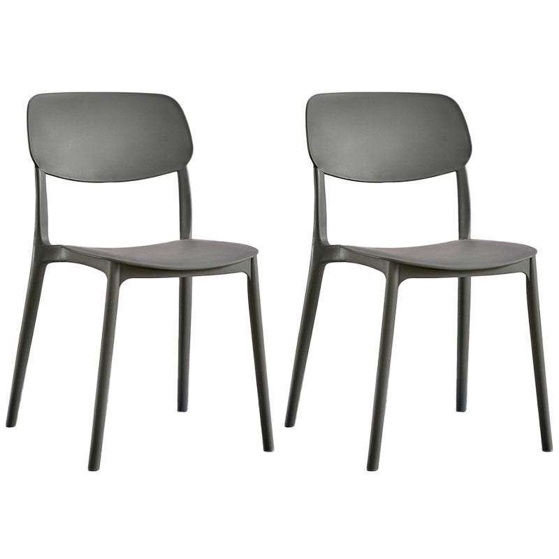 Scandinavian Stackable Armless Dining Chairs Plastic Open Back Dining Side Chair Dark Gray 2 Piece Set Clearhalo 'Dining Chairs' 'Dining Tables & Seating' 'dining_chair' 'furn' 'furn_dining_chair' 'Furniture' 'Kitchen & Dining Furniture' 5529650