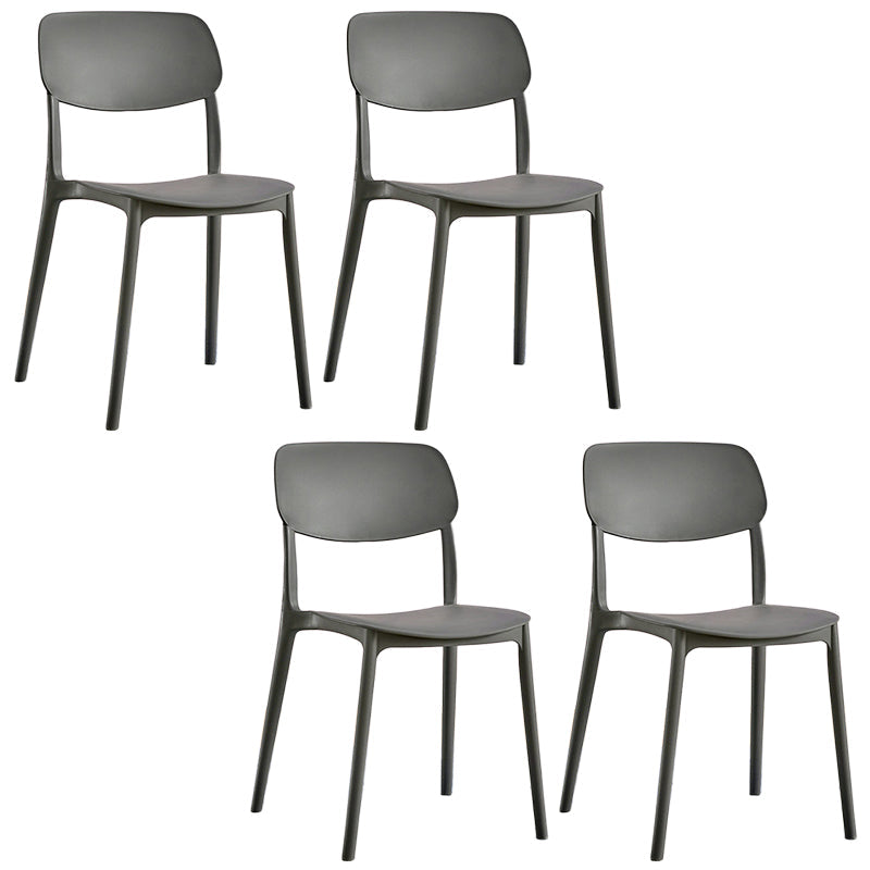 Scandinavian Stackable Armless Dining Chairs Plastic Open Back Dining Side Chair Dark Gray 4 Piece Set Clearhalo 'Dining Chairs' 'Dining Tables & Seating' 'dining_chair' 'furn' 'furn_dining_chair' 'Furniture' 'Kitchen & Dining Furniture' 5529653
