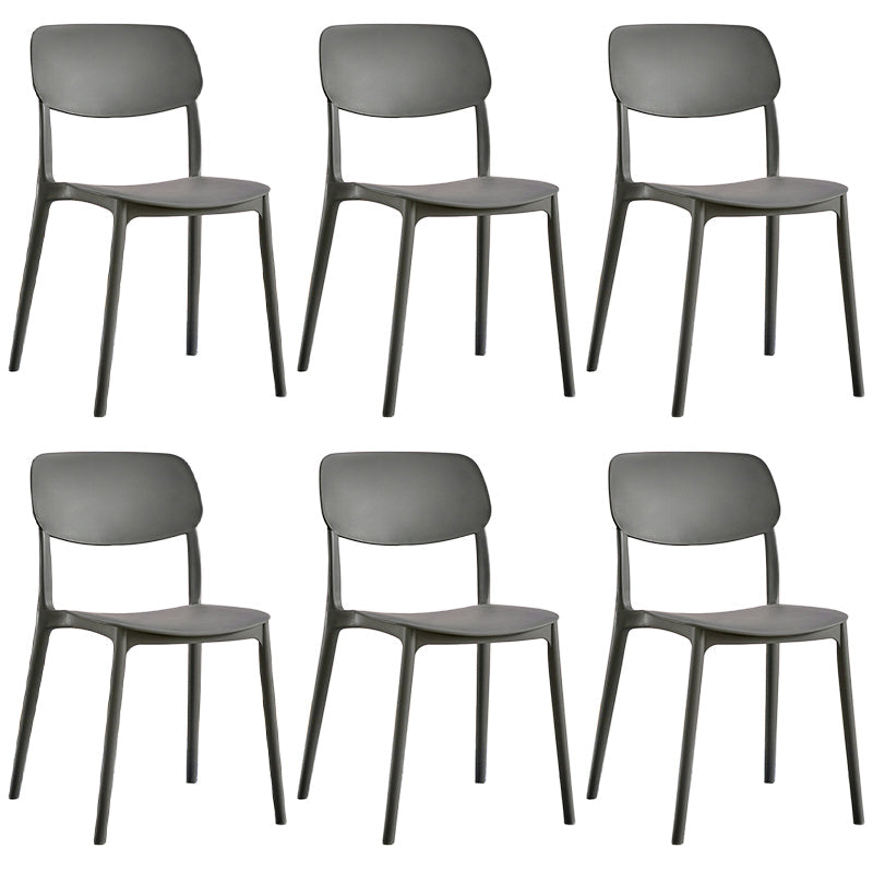 Scandinavian Stackable Armless Dining Chairs Plastic Open Back Dining Side Chair Dark Gray 6 Piece Set Clearhalo 'Dining Chairs' 'Dining Tables & Seating' 'dining_chair' 'furn' 'furn_dining_chair' 'Furniture' 'Kitchen & Dining Furniture' 5529655