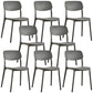 Scandinavian Stackable Armless Dining Chairs Plastic Open Back Dining Side Chair Dark Gray 8 Piece Set Clearhalo 'Dining Chairs' 'Dining Tables & Seating' 'dining_chair' 'furn' 'furn_dining_chair' 'Furniture' 'Kitchen & Dining Furniture' 5529657