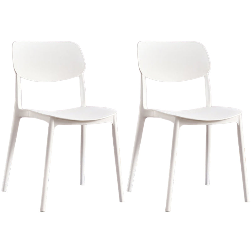 Scandinavian Stackable Armless Dining Chairs Plastic Open Back Dining Side Chair White 2 Piece Set Clearhalo 'Dining Chairs' 'Dining Tables & Seating' 'dining_chair' 'furn' 'furn_dining_chair' 'Furniture' 'Kitchen & Dining Furniture' 5529658