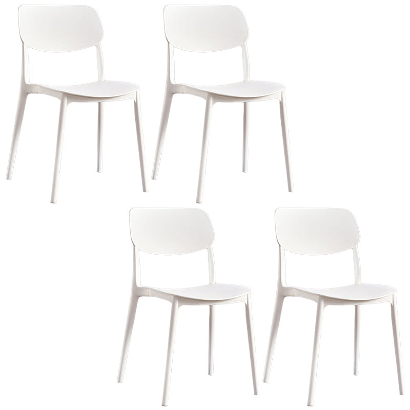 Scandinavian Stackable Armless Dining Chairs Plastic Open Back Dining Side Chair White 4 Piece Set Clearhalo 'Dining Chairs' 'Dining Tables & Seating' 'dining_chair' 'furn' 'furn_dining_chair' 'Furniture' 'Kitchen & Dining Furniture' 5529661
