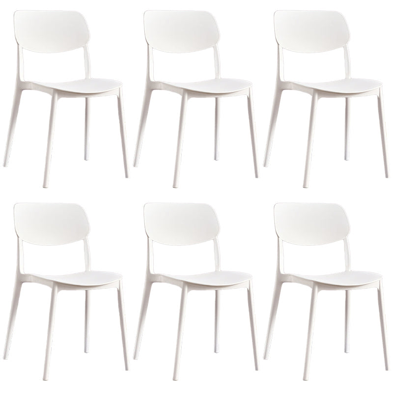 Scandinavian Stackable Armless Dining Chairs Plastic Open Back Dining Side Chair White 6 Piece Set Clearhalo 'Dining Chairs' 'Dining Tables & Seating' 'dining_chair' 'furn' 'furn_dining_chair' 'Furniture' 'Kitchen & Dining Furniture' 5529663