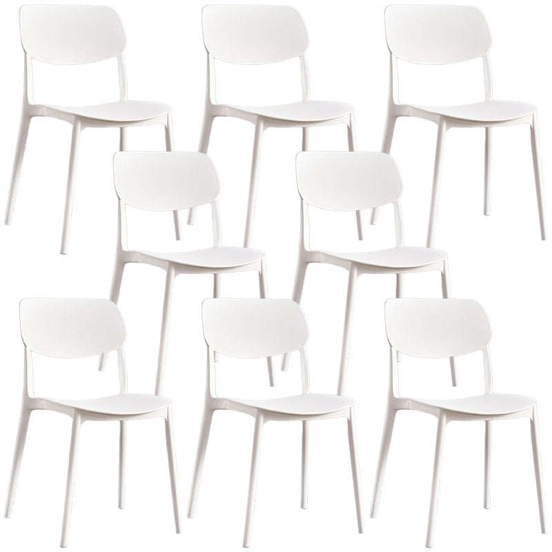 Scandinavian Stackable Armless Dining Chairs Plastic Open Back Dining Side Chair White 8 Piece Set Clearhalo 'Dining Chairs' 'Dining Tables & Seating' 'dining_chair' 'furn' 'furn_dining_chair' 'Furniture' 'Kitchen & Dining Furniture' 5529665
