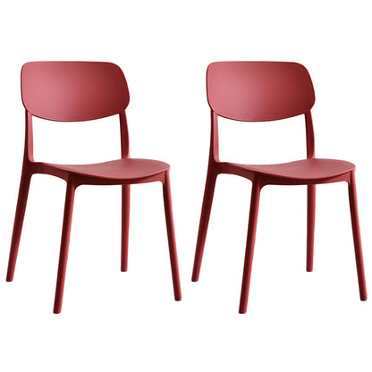 Scandinavian Stackable Armless Dining Chairs Plastic Open Back Dining Side Chair Red 2 Piece Set Clearhalo 'Dining Chairs' 'Dining Tables & Seating' 'dining_chair' 'furn' 'furn_dining_chair' 'Furniture' 'Kitchen & Dining Furniture' 5529667