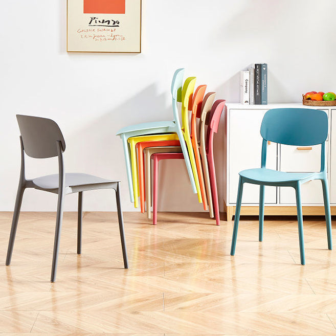 Scandinavian Stackable Armless Dining Chairs Plastic Open Back Dining Side Chair Clearhalo 'Dining Chairs' 'Dining Tables & Seating' 'dining_chair' 'furn' 'furn_dining_chair' 'Furniture' 'Kitchen & Dining Furniture' 5529669