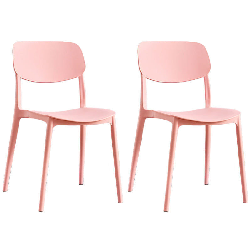 Scandinavian Stackable Armless Dining Chairs Plastic Open Back Dining Side Chair Pink 2 Piece Set Clearhalo 'Dining Chairs' 'Dining Tables & Seating' 'dining_chair' 'furn' 'furn_dining_chair' 'Furniture' 'Kitchen & Dining Furniture' 5529673