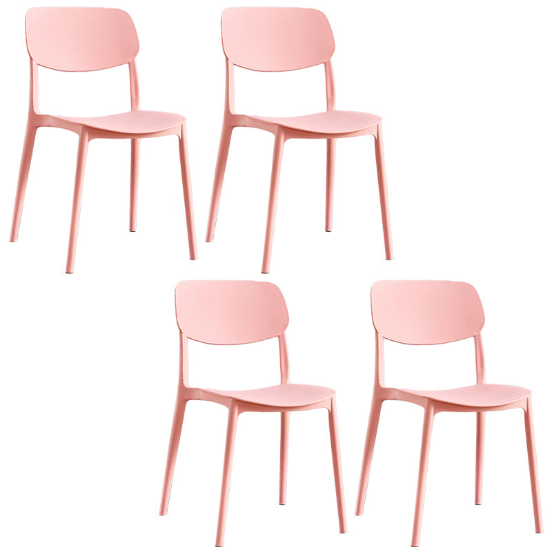 Scandinavian Stackable Armless Dining Chairs Plastic Open Back Dining Side Chair Pink 4 Piece Set Clearhalo 'Dining Chairs' 'Dining Tables & Seating' 'dining_chair' 'furn' 'furn_dining_chair' 'Furniture' 'Kitchen & Dining Furniture' 5529674