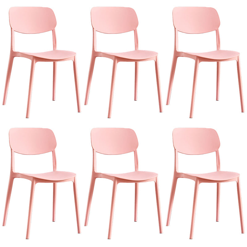 Scandinavian Stackable Armless Dining Chairs Plastic Open Back Dining Side Chair Pink 6 Piece Set Clearhalo 'Dining Chairs' 'Dining Tables & Seating' 'dining_chair' 'furn' 'furn_dining_chair' 'Furniture' 'Kitchen & Dining Furniture' 5529675