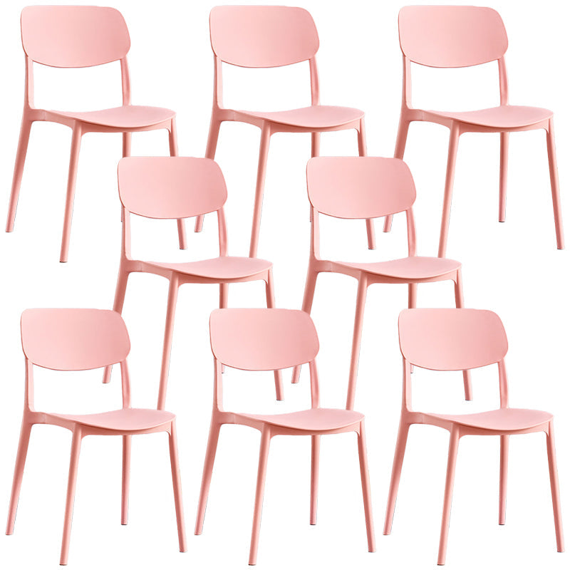 Scandinavian Stackable Armless Dining Chairs Plastic Open Back Dining Side Chair Pink 8 Piece Set Clearhalo 'Dining Chairs' 'Dining Tables & Seating' 'dining_chair' 'furn' 'furn_dining_chair' 'Furniture' 'Kitchen & Dining Furniture' 5529676