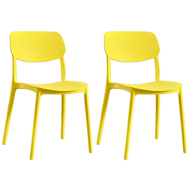 Scandinavian Stackable Armless Dining Chairs Plastic Open Back Dining Side Chair Yellow 2 Piece Set Clearhalo 'Dining Chairs' 'Dining Tables & Seating' 'dining_chair' 'furn' 'furn_dining_chair' 'Furniture' 'Kitchen & Dining Furniture' 5529677