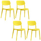 Scandinavian Stackable Armless Dining Chairs Plastic Open Back Dining Side Chair Yellow 4 Piece Set Clearhalo 'Dining Chairs' 'Dining Tables & Seating' 'dining_chair' 'furn' 'furn_dining_chair' 'Furniture' 'Kitchen & Dining Furniture' 5529678