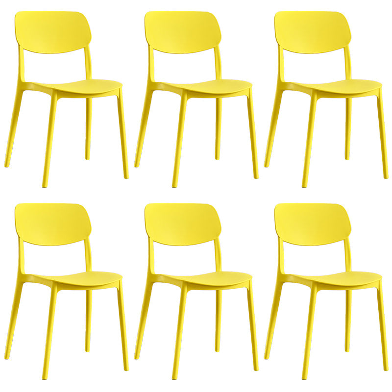 Scandinavian Stackable Armless Dining Chairs Plastic Open Back Dining Side Chair Yellow 6 Piece Set Clearhalo 'Dining Chairs' 'Dining Tables & Seating' 'dining_chair' 'furn' 'furn_dining_chair' 'Furniture' 'Kitchen & Dining Furniture' 5529679