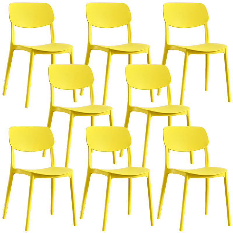 Scandinavian Stackable Armless Dining Chairs Plastic Open Back Dining Side Chair Yellow 8 Piece Set Clearhalo 'Dining Chairs' 'Dining Tables & Seating' 'dining_chair' 'furn' 'furn_dining_chair' 'Furniture' 'Kitchen & Dining Furniture' 5529680
