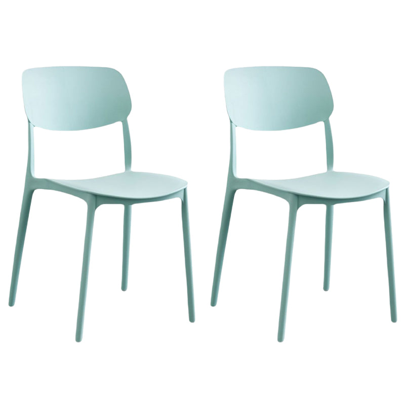 Scandinavian Stackable Armless Dining Chairs Plastic Open Back Dining Side Chair Light Green 2 Piece Set Clearhalo 'Dining Chairs' 'Dining Tables & Seating' 'dining_chair' 'furn' 'furn_dining_chair' 'Furniture' 'Kitchen & Dining Furniture' 5529681