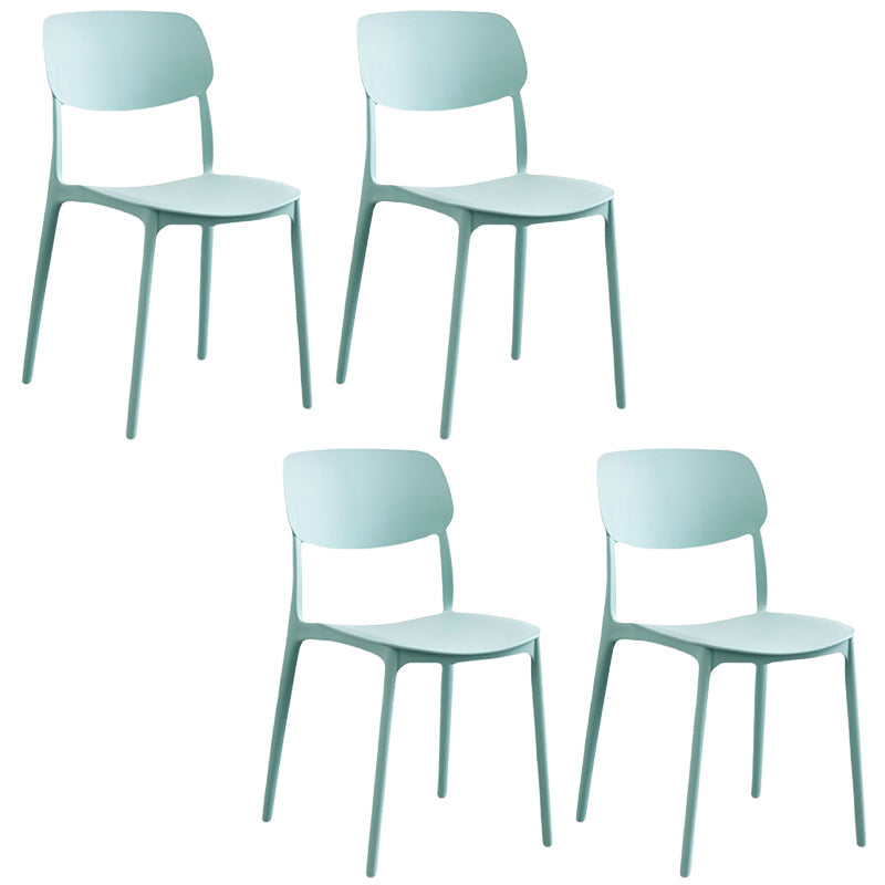 Scandinavian Stackable Armless Dining Chairs Plastic Open Back Dining Side Chair Light Green 4 Piece Set Clearhalo 'Dining Chairs' 'Dining Tables & Seating' 'dining_chair' 'furn' 'furn_dining_chair' 'Furniture' 'Kitchen & Dining Furniture' 5529682